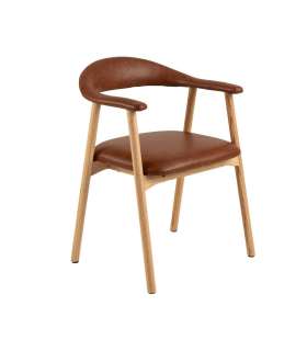 Tool ADDI käetugedega, pruun, 56x54xH75,5cm, kunstnahk, õlitatud raam