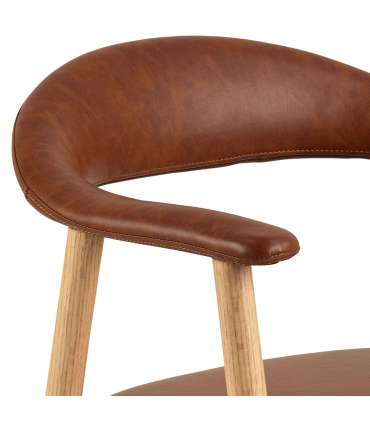 Tool ADDI käetugedega, pruun, 56x54xH75,5cm, kunstnahk, õlitatud raam