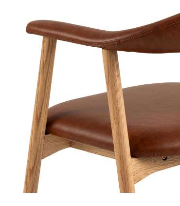 Tool ADDI käetugedega, pruun, 56x54xH75,5cm, kunstnahk, õlitatud raam