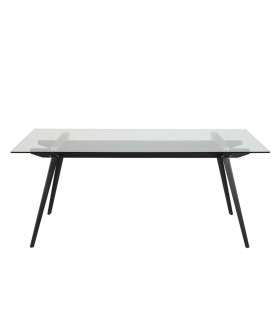Söögilaud MONTI 180x90xH75cm, lauaplaat: 10mm klaas, jalg: metall, värvus: must