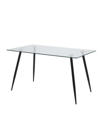 Söögilaud WILMA 140x80xH75cm, must, lauaplaat: 10mm klaas, jalad: metall