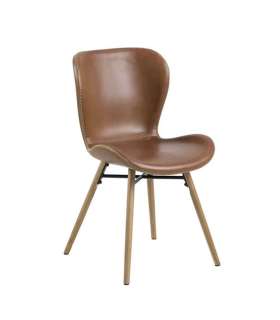 Tool BATILDA 47x56xH82,5cm, iste/seljatugi: kunstnahk, värvus: brändi, jalad: tamm, must metall