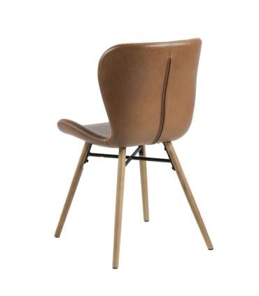 Tool BATILDA 47x56xH82,5cm, iste/seljatugi: kunstnahk, värvus: brändi, jalad: tamm, must metall