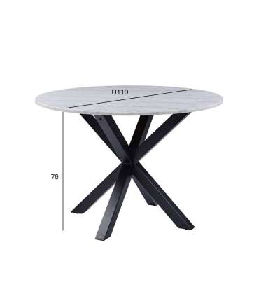Обеденный стол HEAVEN D110xH76см, белый мрамор