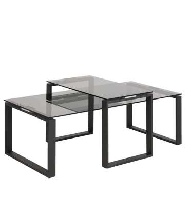 Diivanilauad 2tk KATRINE 115x55xH37,5cm, 69x40xH45cm, suitsuhall, materjal: klaas, metall