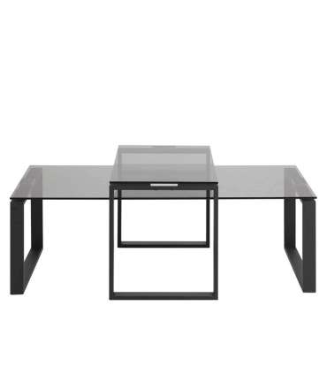 Придиванные столики KATRINE 115x55xH45см, cтолешница: 8мм дымчато-серое стекло, рама: хромированный металл