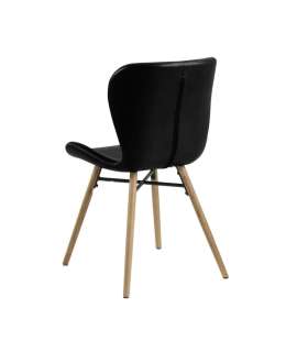 Стул 2шт BATILDA 47x56xH82,5см, сиденье / спинка: искусственная кожа, цвет: черный, ножки: каучуковое дерево, цвет: дуб