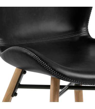 Tool BATILDA 47x56xH82,5cm, must PU, jalad: tamm