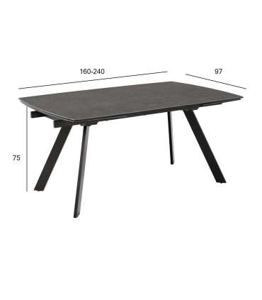 Söögilaud BLACKBURN 160/240x97xH75cm, must