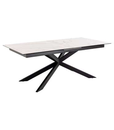 Söögilaud IRWINE 200/240x100xH76cm, valge, keraamiline plaat, teras