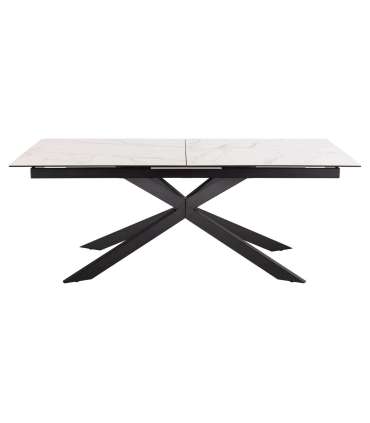 Söögilaud IRWINE 200/240x100xH76cm, valge, keraamiline plaat, teras