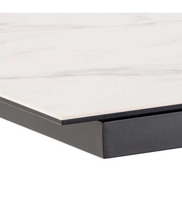 Söögilaud IRWINE 200/240x100xH76cm, valge, keraamiline plaat, teras