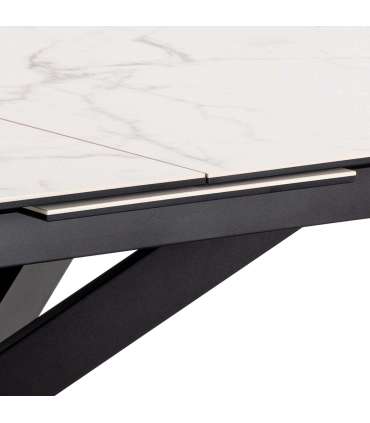 Söögilaud IRWINE 200/240x100xH76cm, valge, keraamiline plaat, teras