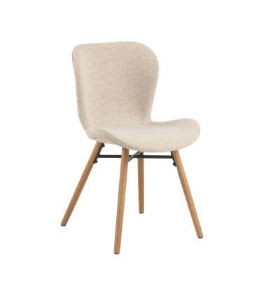 Tool BATILDA-A1 kreem/tamm, 47x53xH82,5cm, bukleekangas, õlitatud puit