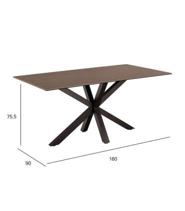 Söögilaud HEAVEN 160x90xH75,5cm, pruun, keraamiline plaat, teras