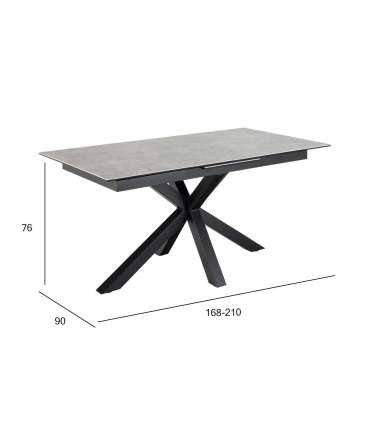 Söögilaud HEAVEN 168/210x90xH76cm, hall, keraamiline plaat