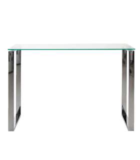 Konsoollaud KATRINE 110x40xH76cm, lauaplaat: läbipaistev klaas, jalad: kroomitud