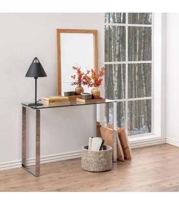 Konsoollaud KATRINE 110x40xH76cm, lauaplaat: läbipaistev klaas, jalad: kroomitud