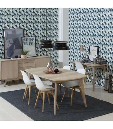 Söögilaud MARTE 180x102xH76cm, tammespooniga täispuit, õlitatud valge pigmendiga