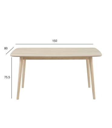 Söögilaud NAGANO 150x80xH75,5cm, lauaplaat: puit / tammespoon, jalad: täispuit, viimistlus: õlitatud valge pigmendiga