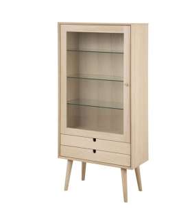 Vitriinkapp CENTURY 72x36xH143,2cm, 1 klaasuks, 2 sahtlit, materjal: tammespoon/mööbliplaat, õlitatud valge pigmendiga