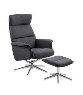 Tugitool recliner ALURA 74x111xH110cm, jalatoega, tumehall