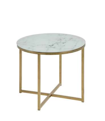 Abilaud ALISMA D50xH42cm, valge marmor klaas/kuld, metall