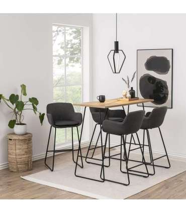 Baaritool LISA, 52x53xH100cm, tumehall, jalad: must metall