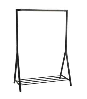 Riiete stange BRENT 117x59xH165cm, jalatsiriiuliga, metall, must/kroom