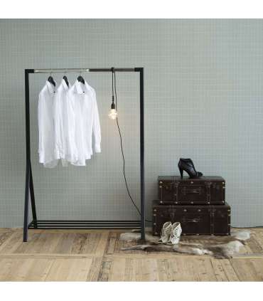 Riiete stange BRENT 117x59xH165cm, jalatsiriiuliga, metall, must/kroom