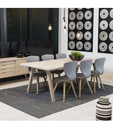 Söögilaud A-LINE 200x95xH74,6cm, tammespooniga mööbliplaat, puit, õlitatud valge pigmendiga