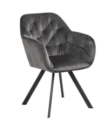 Стул LOLA 57,5x61,5xH81,5см, материал: ткань, цвет: темно-серый, ножки: черный металл