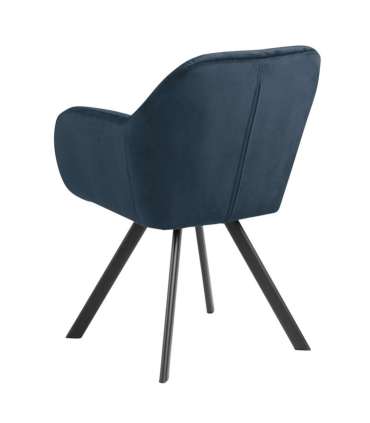 Cтул LOLA 57,5x61,5xH81,5см, вращающийся, материал: ткань, цвет: морской синий, ножки: чёрный металл