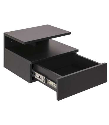 Öökapp ASHLAN 35x32xH22,5cm, riiuli ja sahtliga, seinakinnitusega, materjal: puit, värvus: must, viimistlus: lakitud