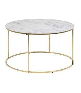 Журнальный столик BOLTON, D80xH44см, стекло/ золотистый