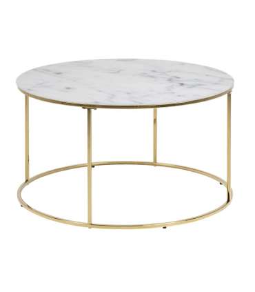 Журнальный столик BOLTON, D80xH44см, стекло/ золотистый