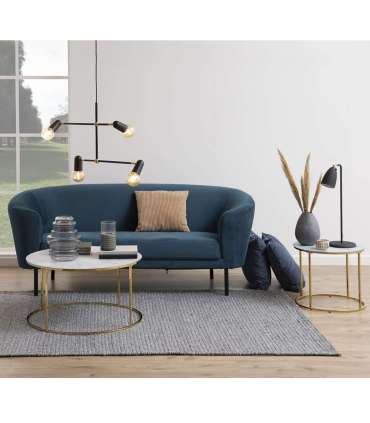 Журнальный столик BOLTON, D80xH44см, стекло/ золотистый