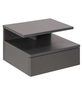 Öökapp ASHLAN 35x32xH22,5cm, riiuliga ja sahtliga, seinakinnitusega, materjal: puit, värvus:helehall, viimistlus: lakitu