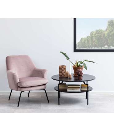 Diivanilaud GOLDINGTON D80xH45cm, must marmor, MDF, metall