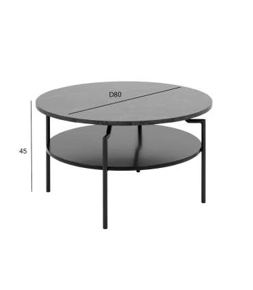 Diivanilaud GOLDINGTON D80xH45cm, must marmor, MDF, metall