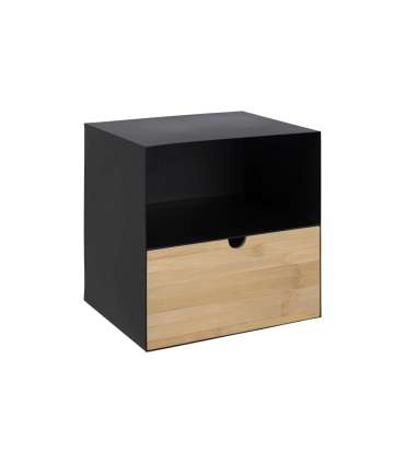 Seinariiul JOLIET 30x25xH30cm, must, materjal: bambus, pulbervärvitud metall