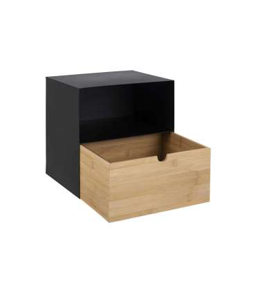 Seinariiul JOLIET 30x25xH30cm, must, materjal: bambus, pulbervärvitud metall