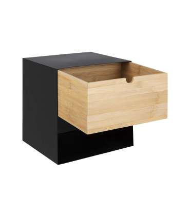 Seinariiul JOLIET 30x25xH30cm, must, materjal: bambus, pulbervärvitud metall