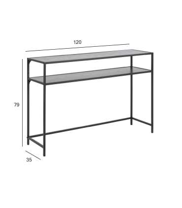 Приставной столик SEAFORD 120x35xH79см, столешница: черный меламин, металлические ножки с порошковым покрытием, грубый м