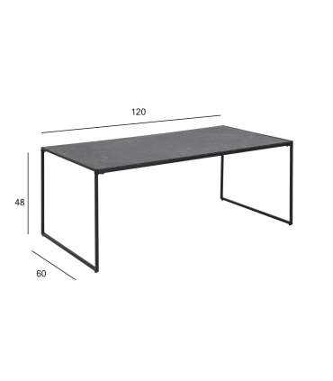 Diivanilaud INFINITY, 120x60xH48cm, must marmor, melamiin, metall
