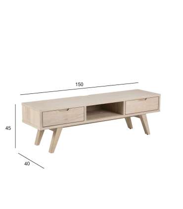 ТВ-стол A-LINE 150x40xH45см, белый дуб