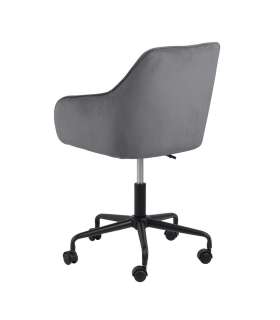 Töötool BROOKE 59x59xH89cm, tumehall samet, 100% polüester, jalg: must metall