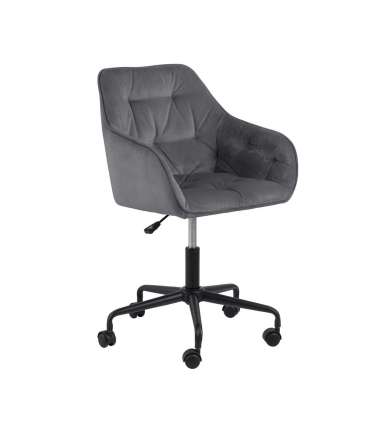 Töötool BROOKE 59x59xH89cm, tumehall samet, 100% polüester, jalg: must metall