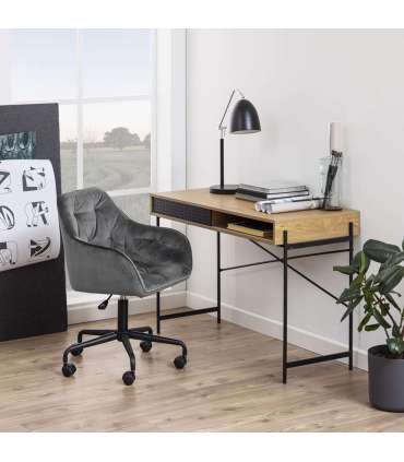 Töötool BROOKE 59x59xH89cm, tumehall samet, 100% polüester, jalg: must metall