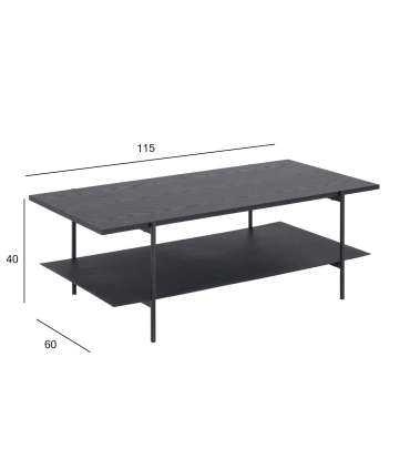 Diivanilaud ANGUS, 115x60xH40cm, must, melamiin, teras